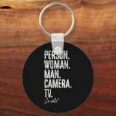 Person. Woman. Man. Camera. Tv. Go Vote Anti Trump Sleutelhanger (Voorkant)