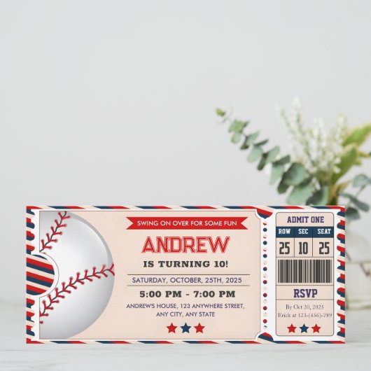 Persona Baseball ticket verjaardag Kaart (Staand voorkant)