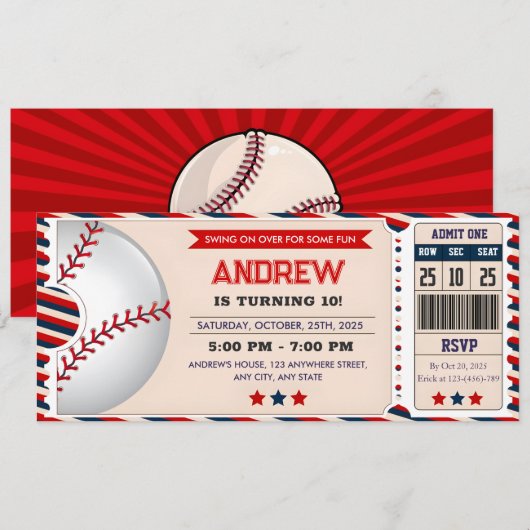 Persona Baseball ticket verjaardag Kaart (Voorkant / Achterkant)