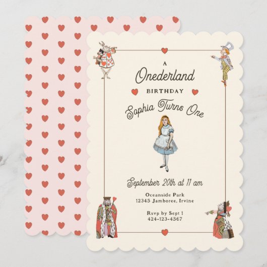 personages Alice in Onederland Verjaardag Kaart (Voorkant / Achterkant)