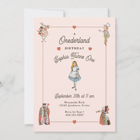  personages Alice in Onederland Verjaardag Kaart (Voorkant)