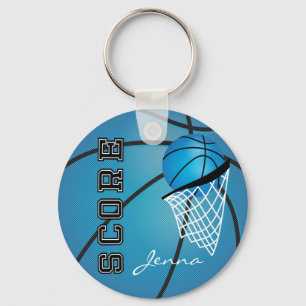 Personailize Blue Basketball Sleutelhanger