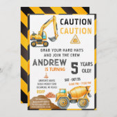 Personal A Contemporary Construction Birthday Bash Kaart (Voorkant / Achterkant)