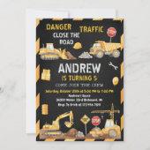 Personal A Modern Construction Birthday Party Kaart (Voorkant)