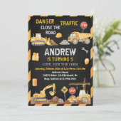 Personal A Modern Construction Birthday Party Kaart (Staand voorkant)