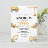 Personal A Modern Construction Boy Digger Birthday Kaart (Staand voorkant)