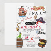 Personal Ahoy Mateys Pirate Ship Birthday Party Kaart (Voorkant / Achterkant)