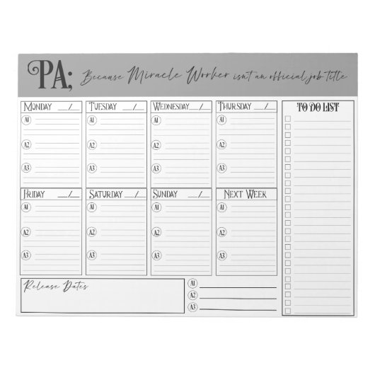 Personal Assistant Planner Notitieblok (Voorkant)