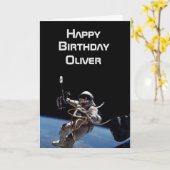 Personal Astronaut Space Walk Birthday Kaart (Gele Bloem)