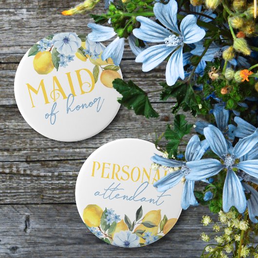Personal Attendant Lemon Bridal Shower Button