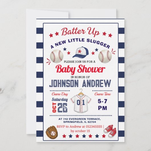 Personal Baseball Baby Shower Slugger All Star Kaart (Voorkant)