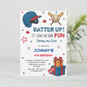Personal Baseball Birthday Invitation Kaart (Staand voorkant)