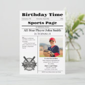 Personal Baseball Birthday Invitation With Photo Kaart (Staand voorkant)