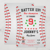 Personal Baseball Birthday Party Invitation Kaart (Voorkant / Achterkant)