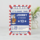 Personal Baseball Birthday Party Invitation Kaart (Staand voorkant)