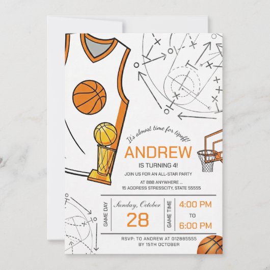 Personal basketball birthday invitation kaart (Voorkant)