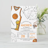 Personal basketball birthday invitation kaart (Staand voorkant)