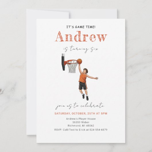 Personal Basketball Birthday Invitation Kaart (Voorkant)