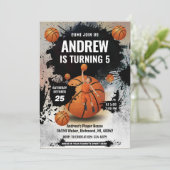 Personal Basketball Birthday Invitation Sport Kaart (Staand voorkant)