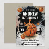 Personal Basketball Birthday Invitation Sport Kaart (Voorkant / Achterkant)