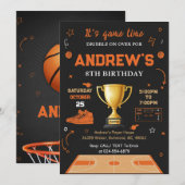 Personal Basketball Birthday Invitation Template Kaart (Voorkant / Achterkant)
