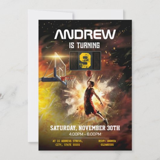 Personal Basketball Printable Birthday Kaart (Voorkant)