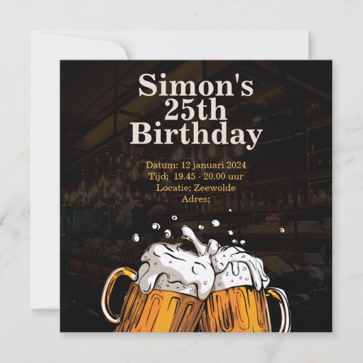 Personal Birthday invitation beer Kaart (Voorkant)