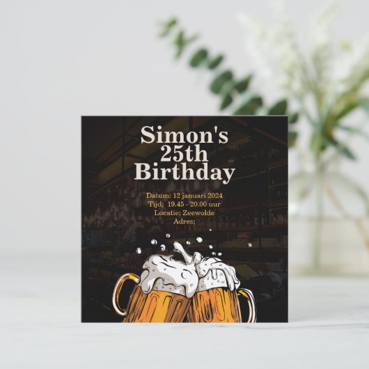 Personal Birthday invitation beer Kaart (Staand voorkant)