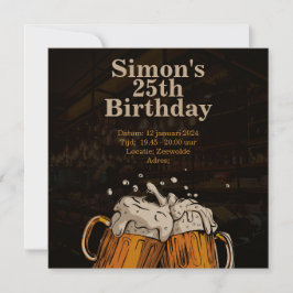 Personal Birthday invitation beer Kaart