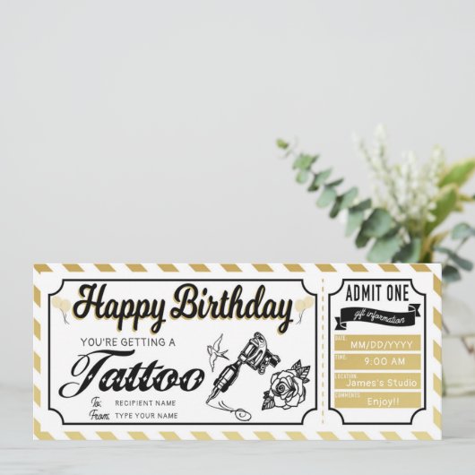 Personal Birthday Surprise Tattoo Ink Cadeaubon Kaart (Staand voorkant)