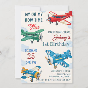 Personal Boy 1st Airplane Verjaardag Kaart
