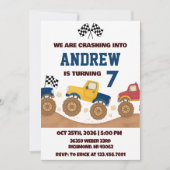 Personal Boy Monster Truck Birthday Party  Kaart (Voorkant)