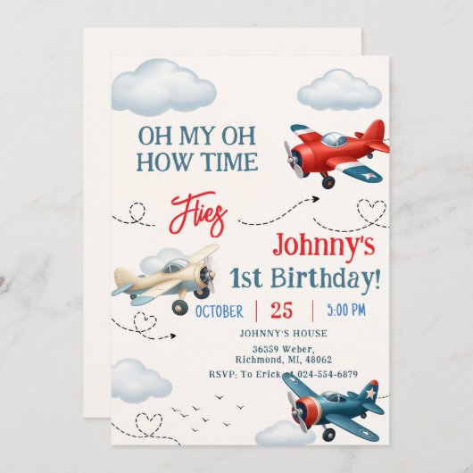 Personal Boy Time vliegt eerste verjaardag Kaart (Voorkant / Achterkant)