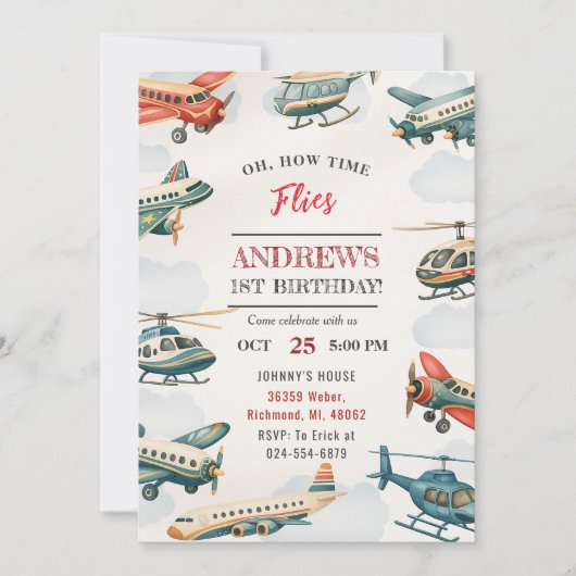 Personal Boy Time vliegt eerste verjaardag voor ki Kaart (Voorkant)