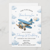 Personal Boy Vliegtuig 1e verjaardag Uitnodiging (Voorkant / Achterkant)