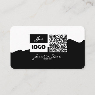 Personal business card with QR code Black & White Visitekaartje