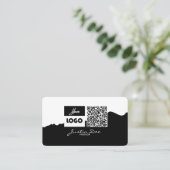 Personal business card with QR code Black & White Visitekaartje (Staand voorkant)
