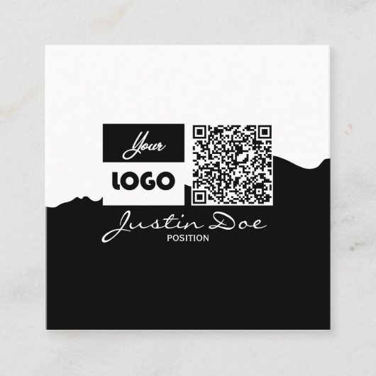 Personal Calling Card with QR code Black & White Contactkaartje (Voorkant)