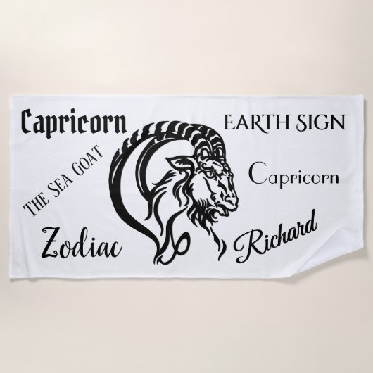 Personal Capricorn de Zee Goat Zodiac Strandlaken (Voorkant)