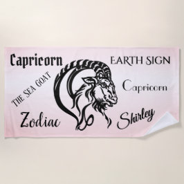 Personal Capricorn Pink Zodiac Strandlaken