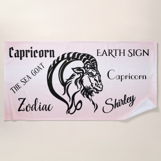 Personal Capricorn Pink Zodiac Strandlaken (Voorkant)