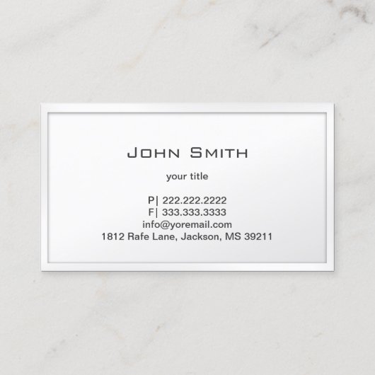 Personal Chef Catering Elegant Wit Lijst Visitekaartje (Achterkant)