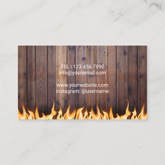 Personal Chef Catering Gold Mes & Fire Wood Visitekaartje (Achterkant)