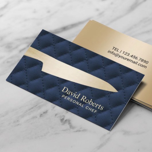 Personal Chef Catering Gouden Mes Navy Blauw Visitekaartje