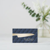 Personal Chef Catering Gouden Mes Navy Blauw Visitekaartje (Staand voorkant)