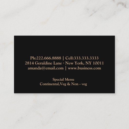 Personal Chef Catering Keuken Zilver keukengerei Visitekaartje (Achterkant)