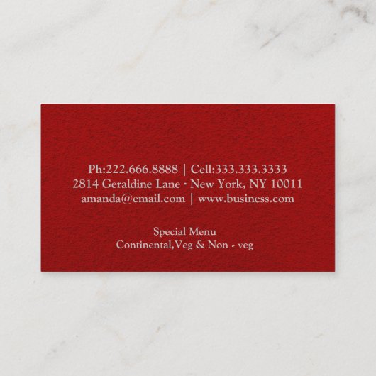 Personal Chef Catering Kitchen Silver Utensils Visitekaartje (Achterkant)