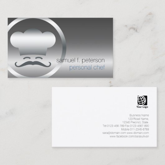 Personal Chef Chrome Chef Pet Icon Food Services Visitekaartje (Voorkant / Achterkant)