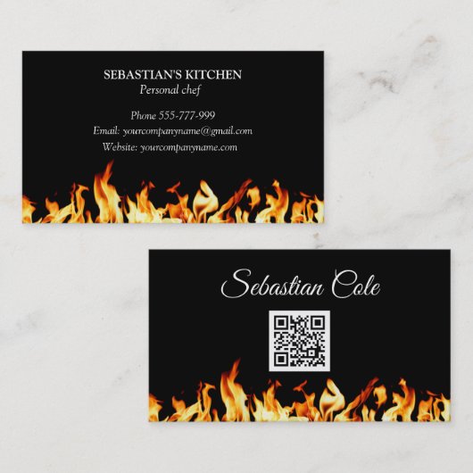 Personal Chef Culinaire Flaming Fire Catering Visitekaartje (Voorkant / Achterkant)