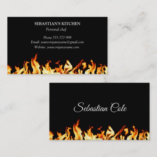 Personal Chef Culinaire Flaming Fire Catering Visitekaartje (Voorkant / Achterkant)